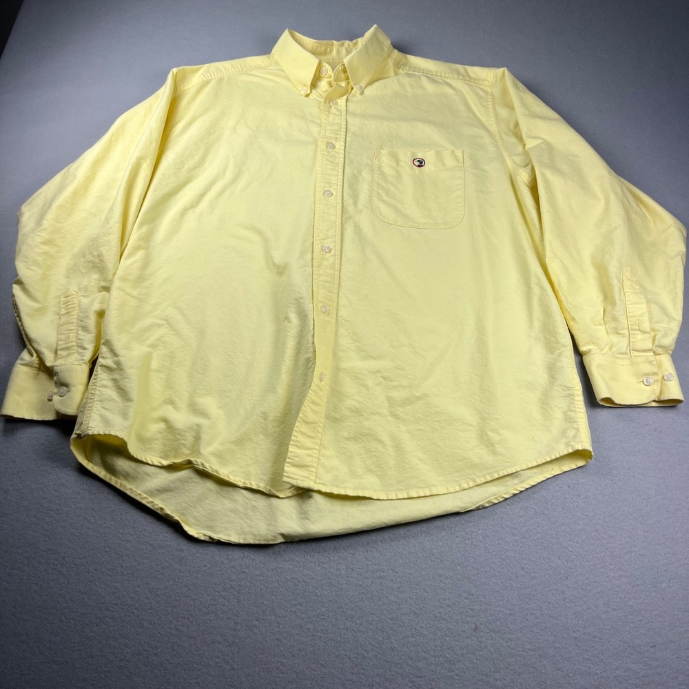 Duck Head Mens Large Yellow Long Sleeve Classic Oxford Button Down Shirt Cotton